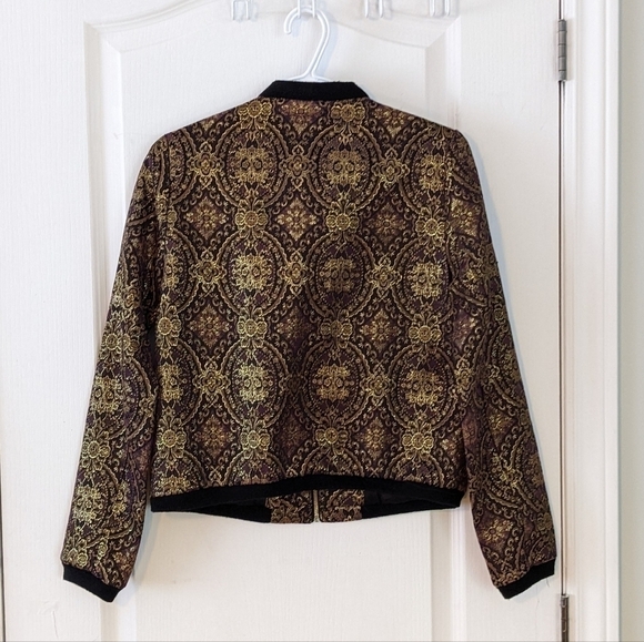 BB Dakota Joss Vintage Brocade Bomber Jacket small medium @E - Picture 7 of 11